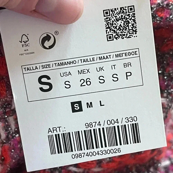 NWT Zara RUFFLED KNIT Cropped TOP Sweater Multi Color plaid - Picture 12 of 12